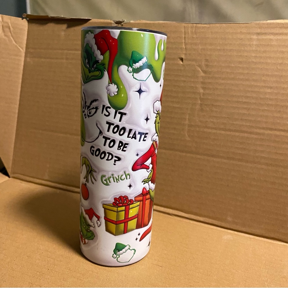 Grinch Themed Party Tumbler - Green and White - Picture 3 of 8